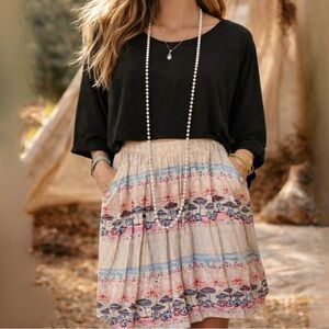 LC Lauren Conrad Pink Umbrella Beach Heart Mini A Line Pocket Skirt Size Sml